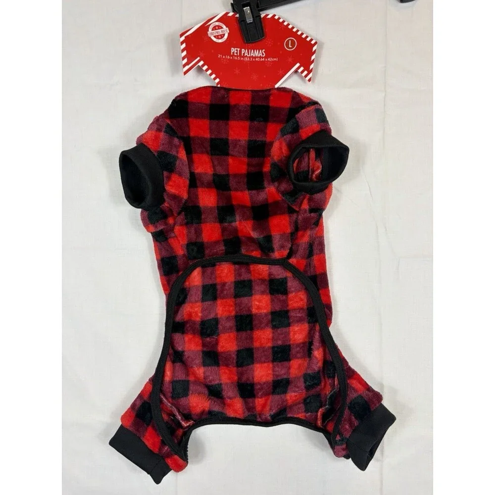 Pet Pajamas Pet Sweater Dog Fleece Red Buffalo Plaid Size Large